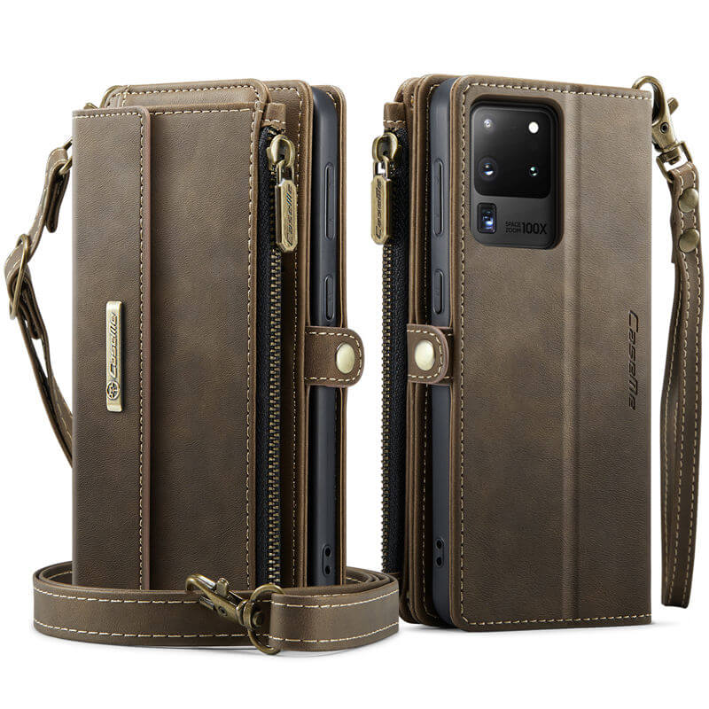 CaseMe Samsung Galaxy S20 Ultra Wallet Case – RFID Blocking, 9 Card Slots, Crossbody Strap & Wireless Charging