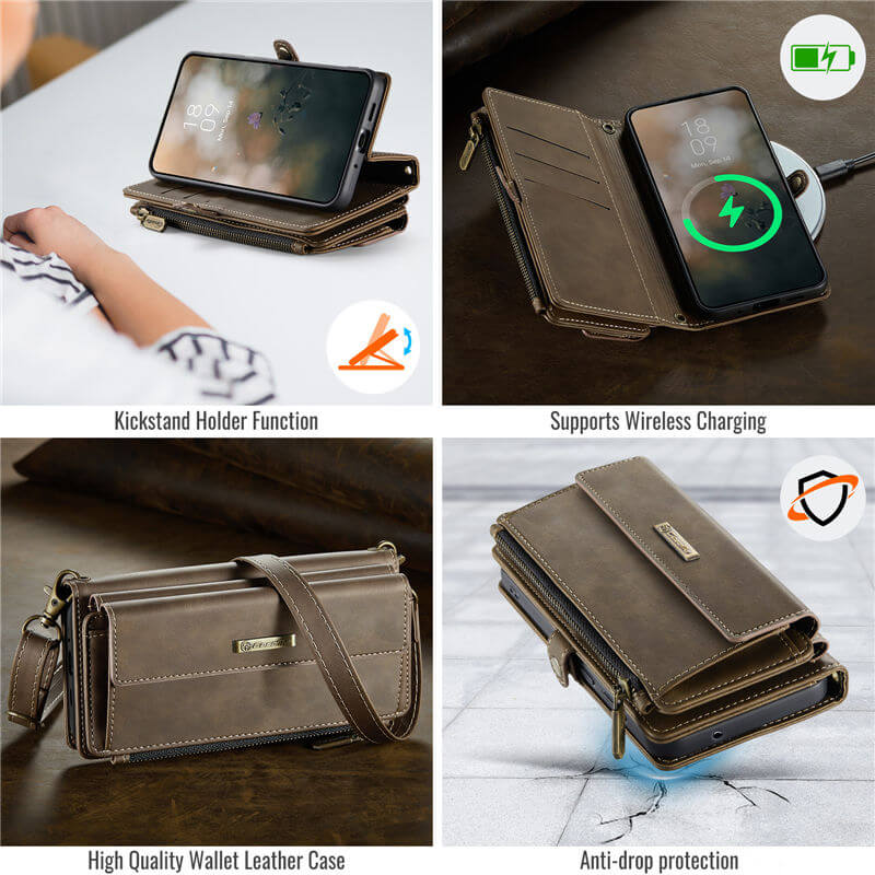 CaseMe Samsung Galaxy S20 Ultra Wallet Case – RFID Blocking, 9 Card Slots, Crossbody Strap & Wireless Charging