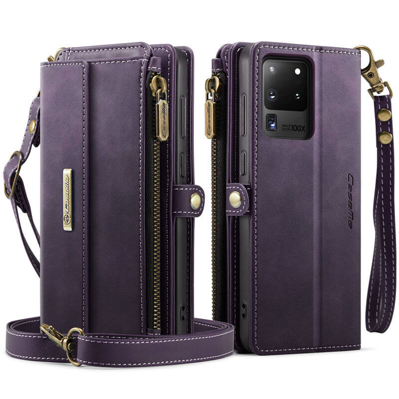 CaseMe Samsung Galaxy S20 Ultra Wallet Case – RFID Blocking, 9 Card Slots, Crossbody Strap & Wireless Charging