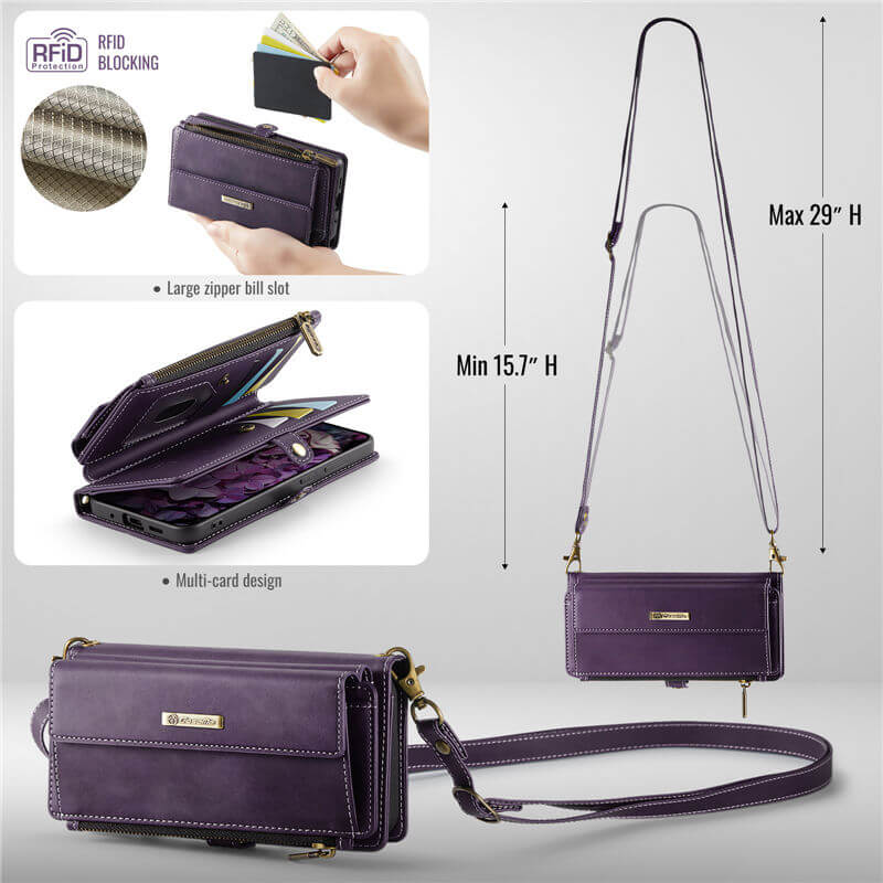 CaseMe Samsung Galaxy S20 Ultra Wallet Case – RFID Blocking, 9 Card Slots, Crossbody Strap & Wireless Charging