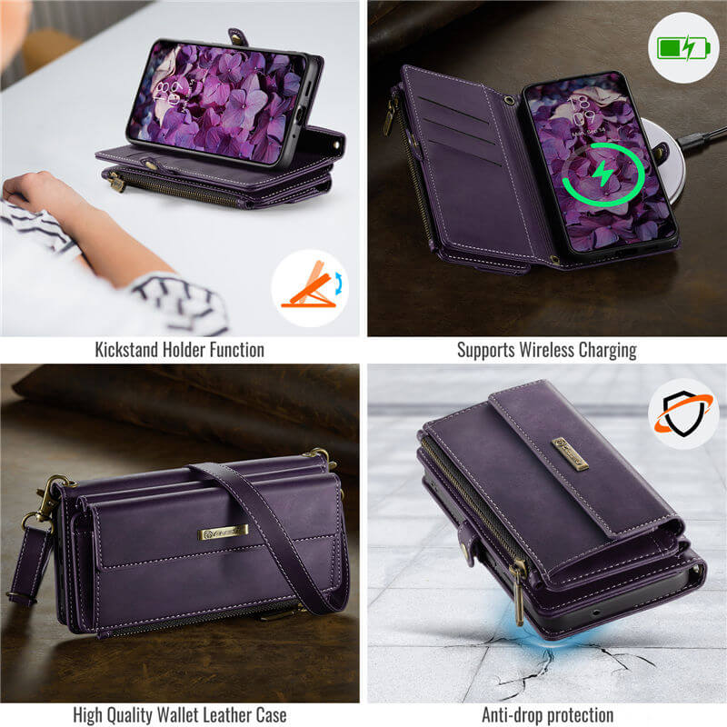CaseMe Samsung Galaxy S20 Ultra Wallet Case – RFID Blocking, 9 Card Slots, Crossbody Strap & Wireless Charging