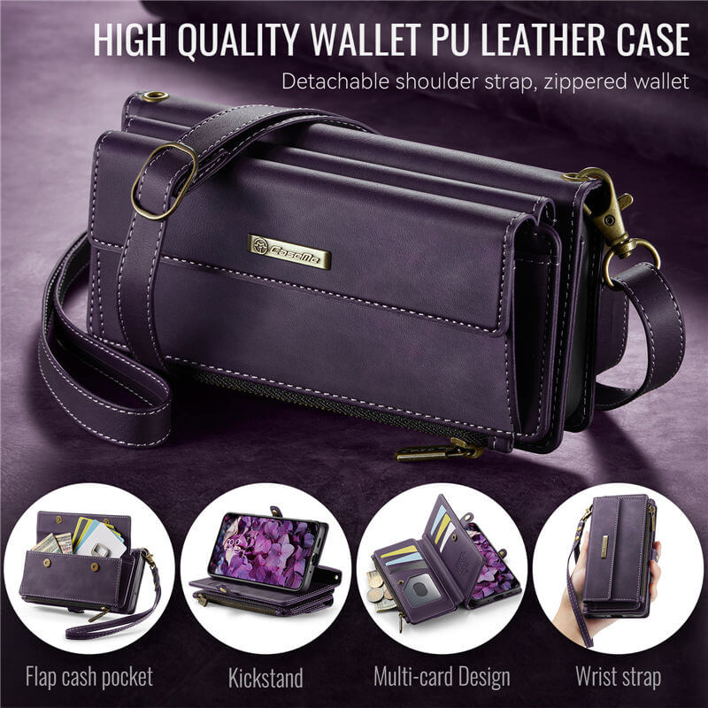 CaseMe Samsung Galaxy S20 Ultra Wallet Case – RFID Blocking, 9 Card Slots, Crossbody Strap & Wireless Charging