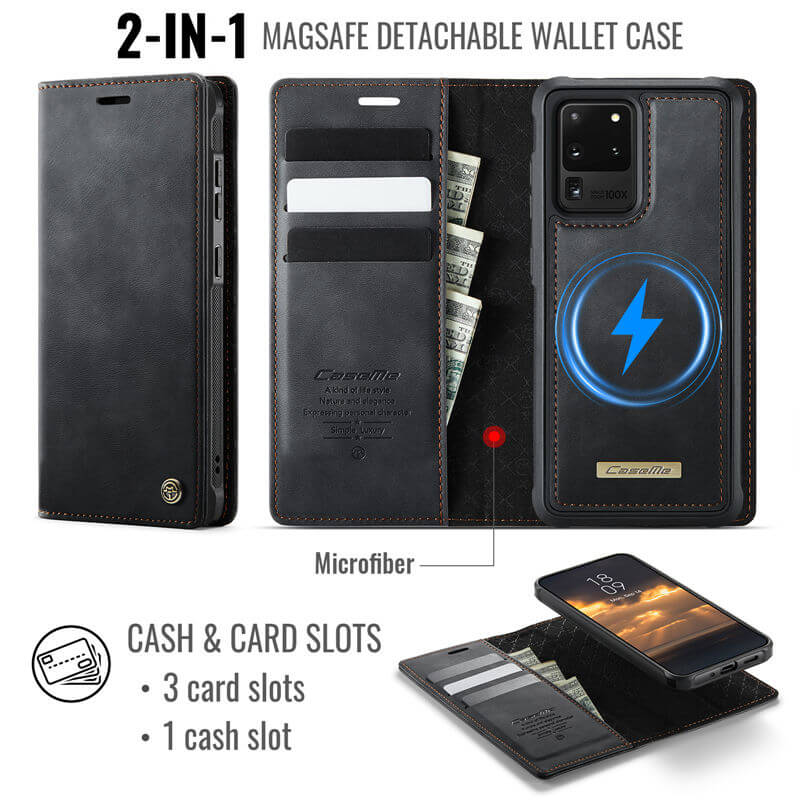 CaseMe Samsung Galaxy S20 Ultra 2-in-1 Magnetic Wallet Case with RFID Blocking