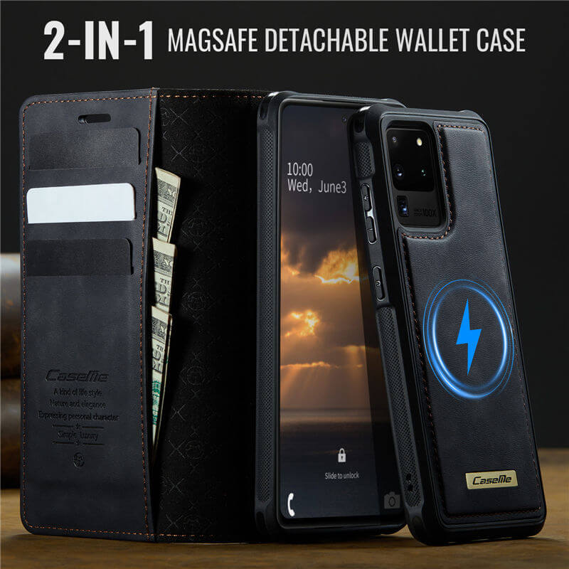 CaseMe Samsung Galaxy S20 Ultra 2-in-1 Magnetic Wallet Case with RFID Blocking