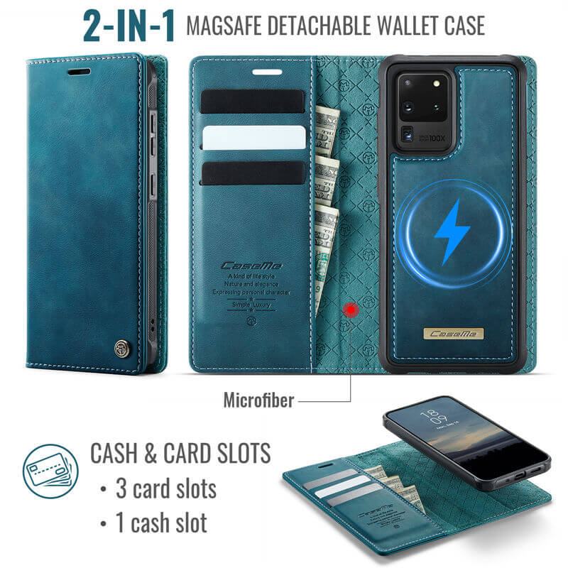 CaseMe Samsung Galaxy S20 Ultra 2-in-1 Magnetic Wallet Case with RFID Blocking