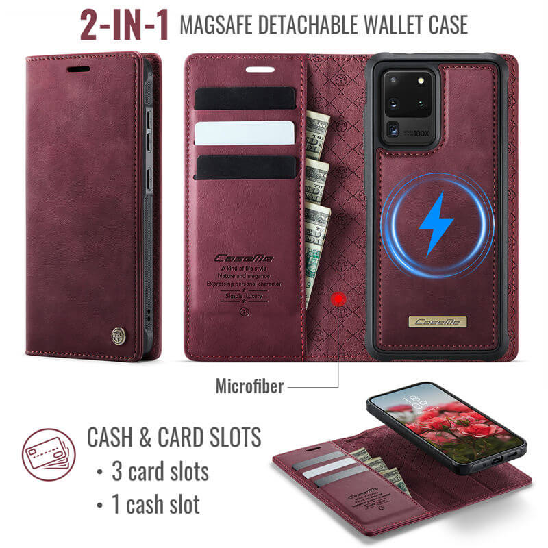 CaseMe Samsung Galaxy S20 Ultra 2-in-1 Magnetic Wallet Case with RFID Blocking