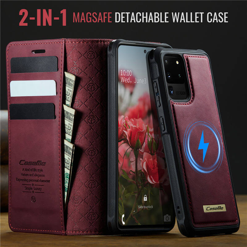 CaseMe Samsung Galaxy S20 Ultra 2-in-1 Magnetic Wallet Case with RFID Blocking