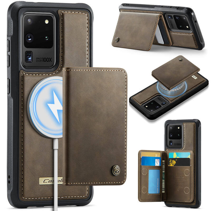 CaseMe Samsung Galaxy S20 Ultra 2-in-1 Magnetic Wallet Case with RFID Blocking & Wireless Charging - Coffee