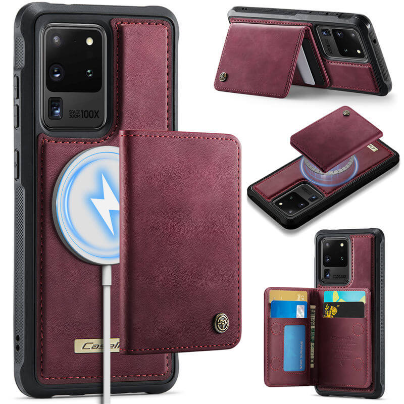 CaseMe Samsung Galaxy S20 Ultra 2-in-1 Magnetic Wallet Case with RFID Blocking & Wireless Charging - Red