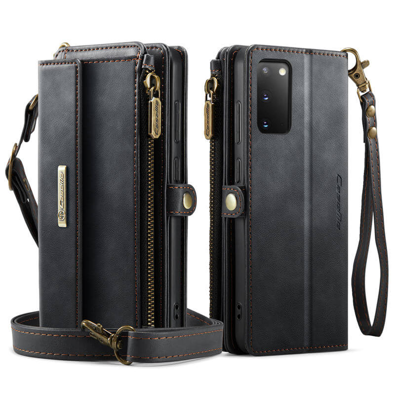 CaseMe Samsung Galaxy S20 Wallet Case – RFID Blocking, 9 Card Slots, Crossbody Strap & Wireless Charging