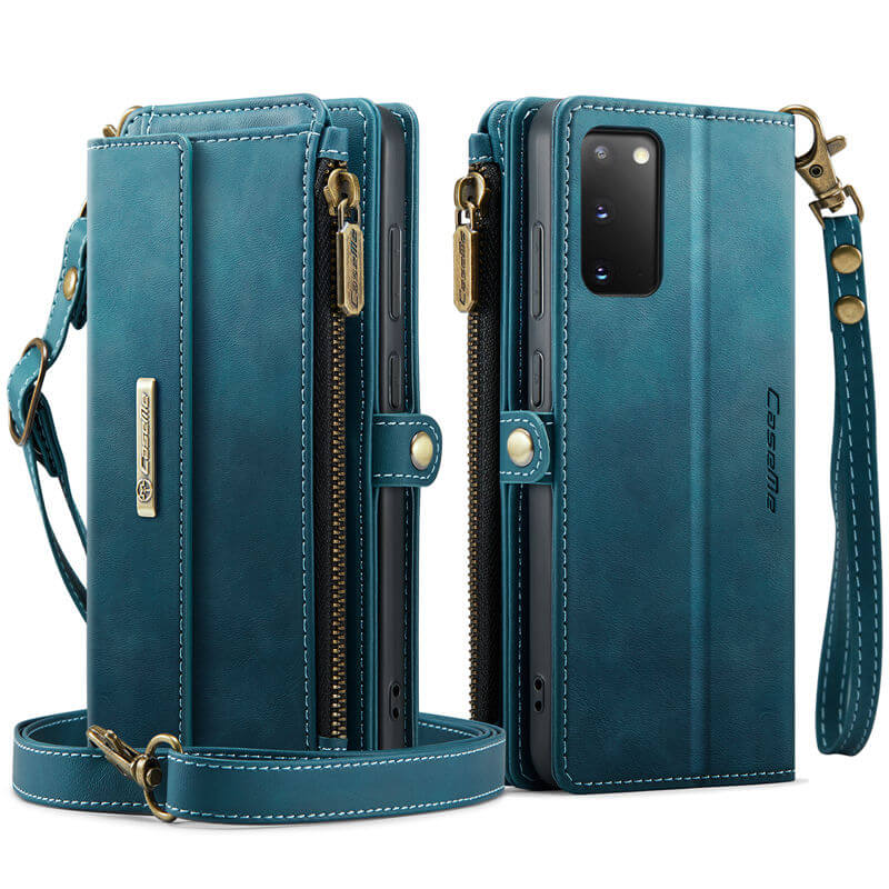 CaseMe Samsung Galaxy S20 Wallet Case – RFID Blocking, 9 Card Slots, Crossbody Strap & Wireless Charging