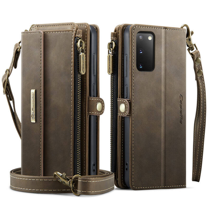 CaseMe Samsung Galaxy S20 Wallet Case – RFID Blocking, 9 Card Slots, Crossbody Strap & Wireless Charging