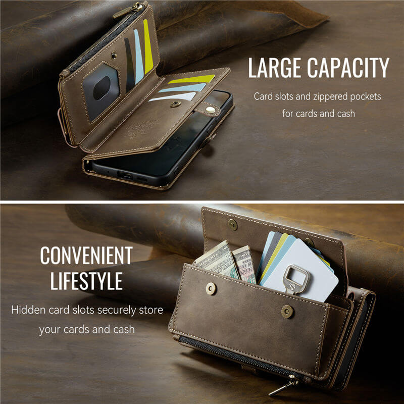 CaseMe Samsung Galaxy S20 Wallet Case – RFID Blocking, 9 Card Slots, Crossbody Strap & Wireless Charging