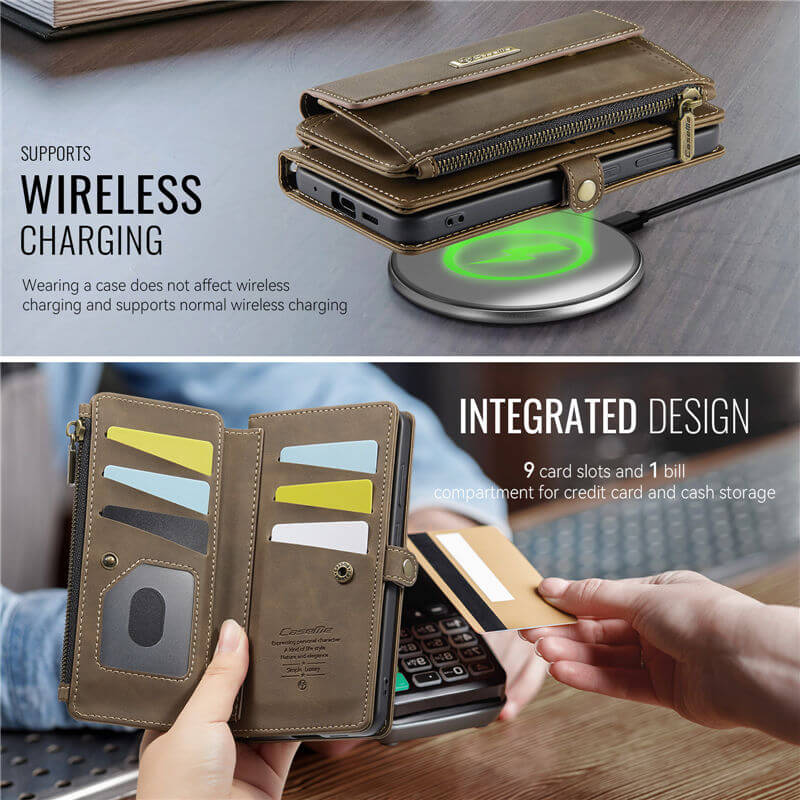 CaseMe Samsung Galaxy S20 Wallet Case – RFID Blocking, 9 Card Slots, Crossbody Strap & Wireless Charging