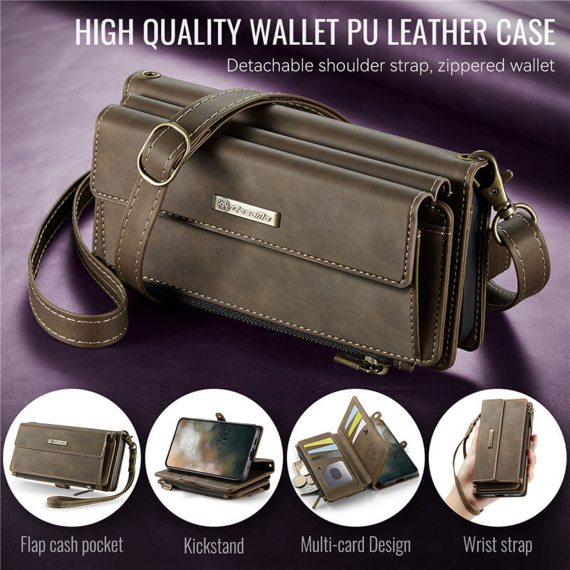 CaseMe Samsung Galaxy S20 Wallet Case – RFID Blocking, 9 Card Slots, Crossbody Strap & Wireless Charging