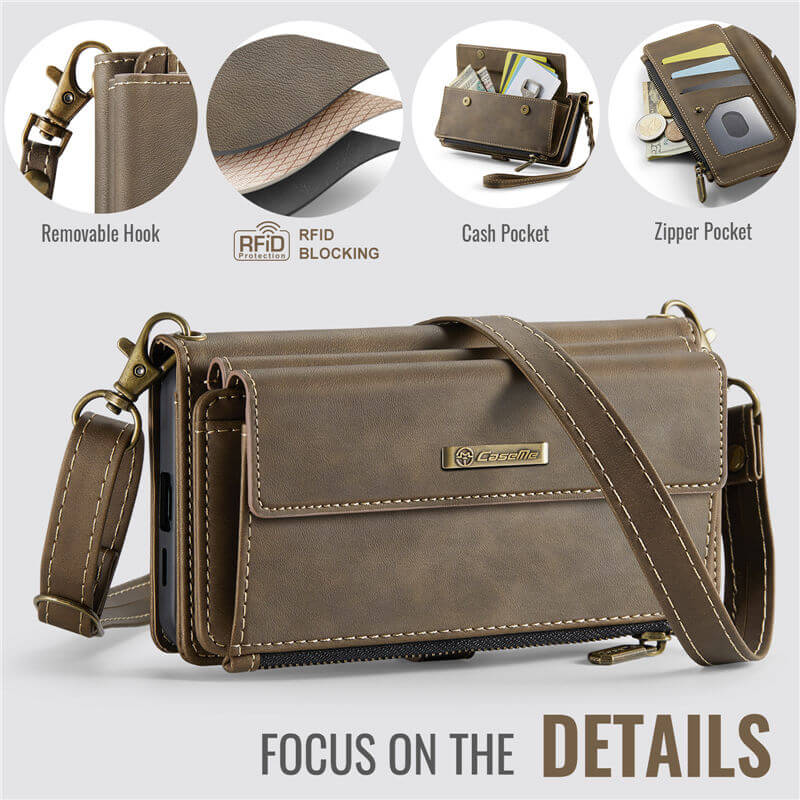 CaseMe Samsung Galaxy S20 Wallet Case – RFID Blocking, 9 Card Slots, Crossbody Strap & Wireless Charging
