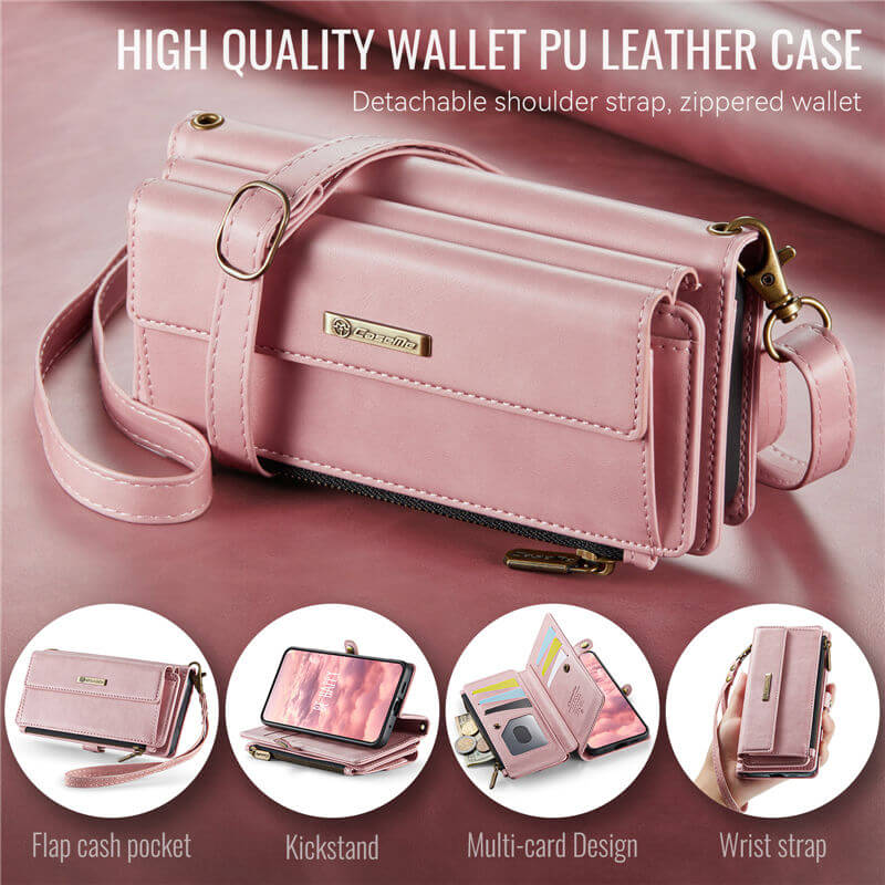 CaseMe Samsung Galaxy S20 Wallet Case – RFID Blocking, 9 Card Slots, Crossbody Strap & Wireless Charging
