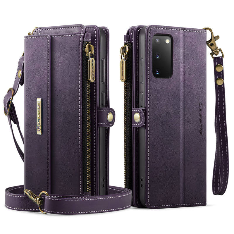CaseMe Samsung Galaxy S20 Wallet Case – RFID Blocking, 9 Card Slots, Crossbody Strap & Wireless Charging