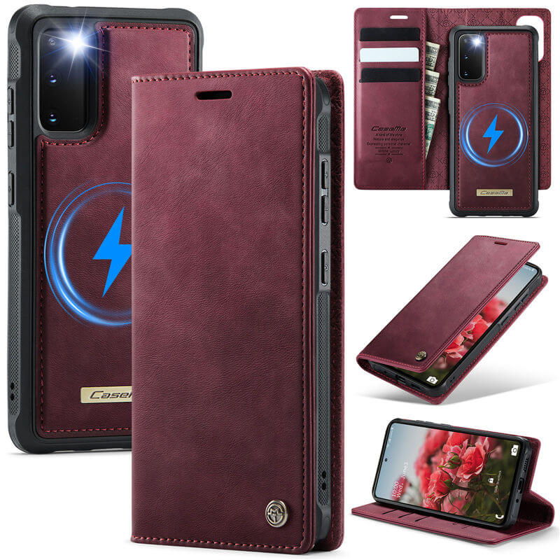 CaseMe Samsung Galaxy S20 2-in-1 Magnetic Wallet Case – Wireless Charging & RFID Blocking Red