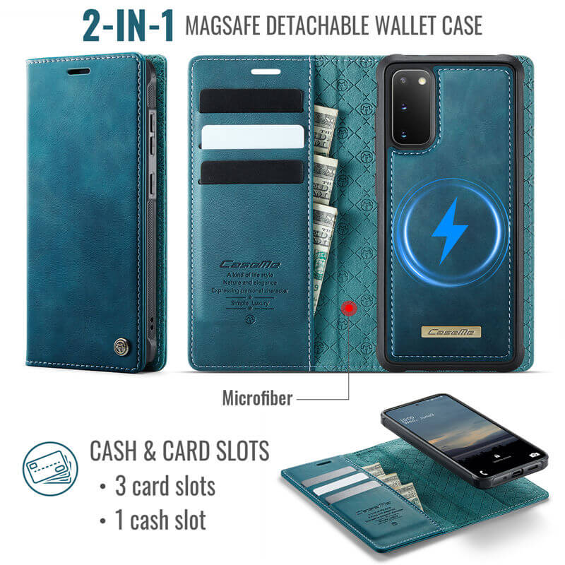 CaseMe Samsung Galaxy S20 2-in-1 Magnetic Wallet Case with RFID Blocking