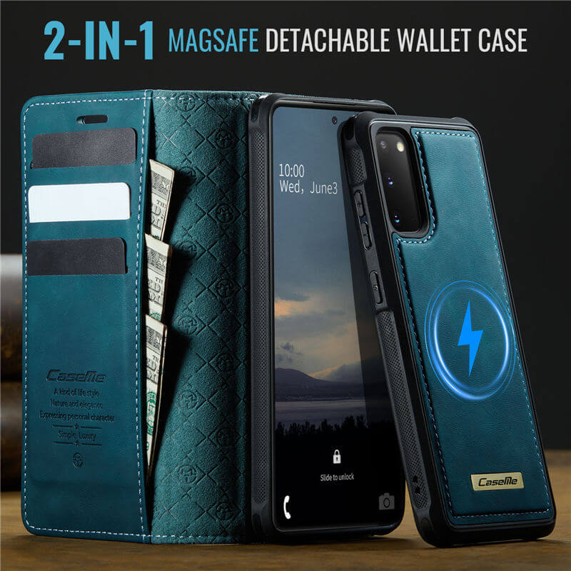 CaseMe Samsung Galaxy S20 2-in-1 Magnetic Wallet Case with RFID Blocking