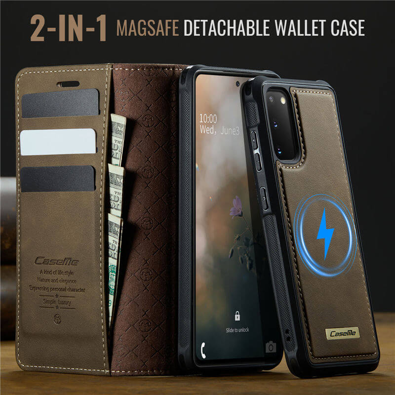 CaseMe Samsung Galaxy S20 2-in-1 Magnetic Wallet Case with RFID Blocking