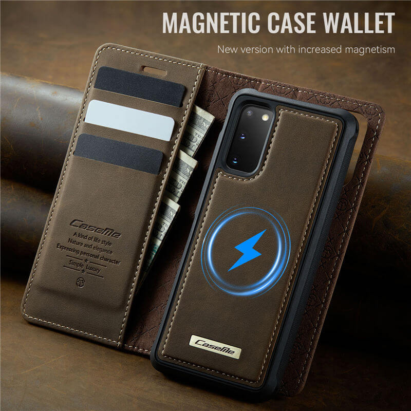 CaseMe Samsung Galaxy S20 2-in-1 Magnetic Wallet Case with RFID Blocking