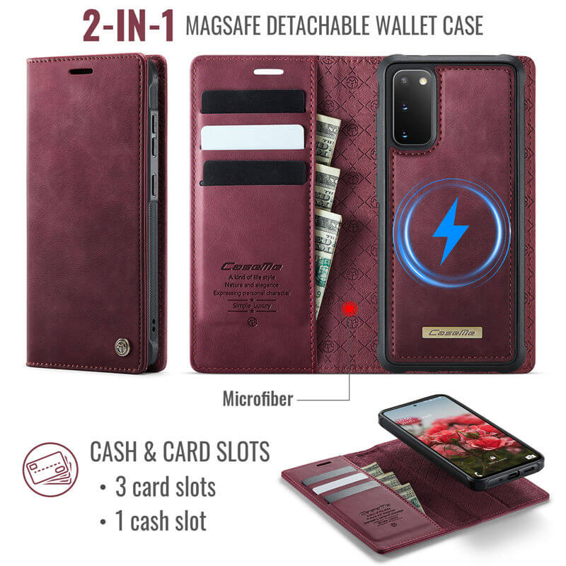 CaseMe Samsung Galaxy S20 2-in-1 Magnetic Wallet Case with RFID Blocking
