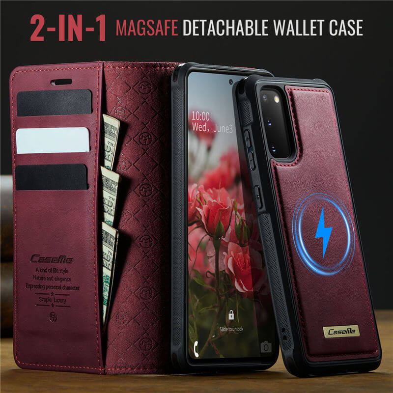CaseMe Samsung Galaxy S20 2-in-1 Magnetic Wallet Case with RFID Blocking