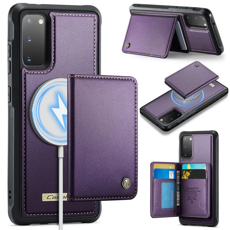 CaseMe Samsung Galaxy S20 2-in-1 Magnetic Wallet Case with RFID Blocking & Wireless Charging - Purple