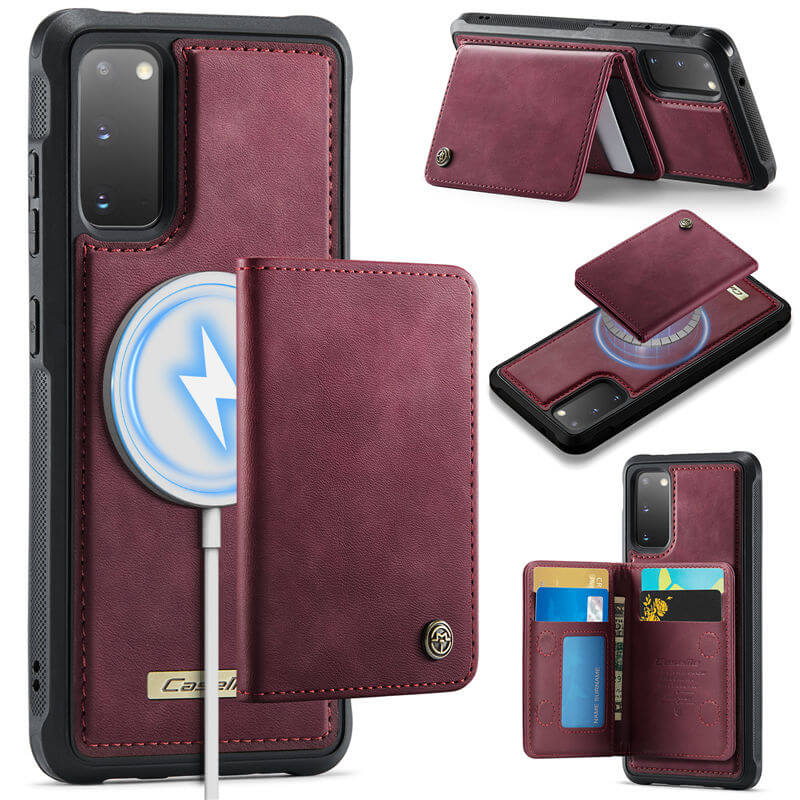 CaseMe Samsung Galaxy S20 2-in-1 Magnetic Wallet Case with RFID Blocking & Wireless Charging - Red