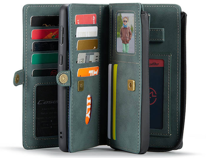 CaseMe Samsung Galaxy S21 Multi-Functional Zipper Wallet Magnetic Detachable 2 in 1 Folio Case