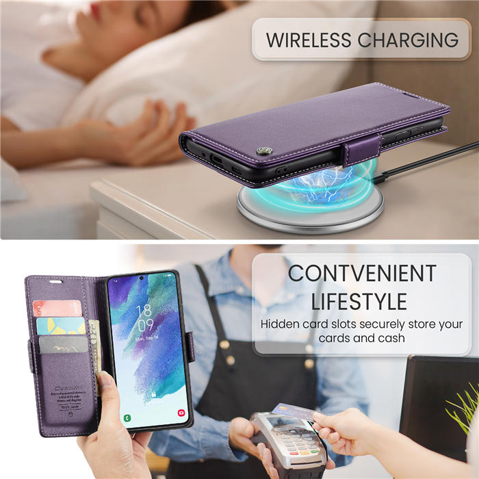 CaseMe Samsung Galaxy S21 FE Wallet RFID Blocking Magnetic Buckle Case