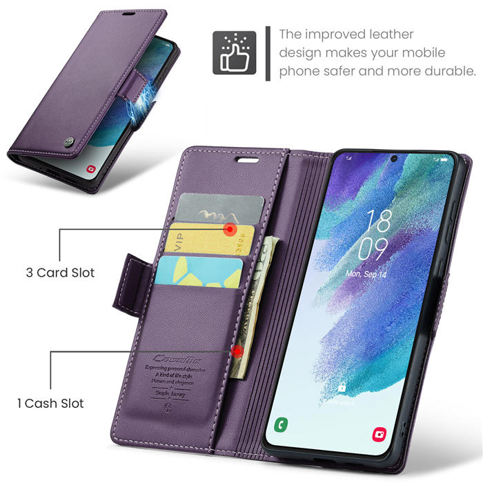 CaseMe Samsung Galaxy S21 FE Wallet RFID Blocking Magnetic Buckle Case