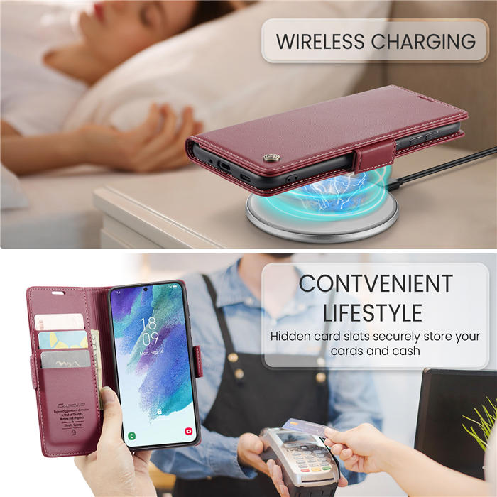 CaseMe Samsung Galaxy S21 FE Wallet RFID Blocking Magnetic Buckle Case