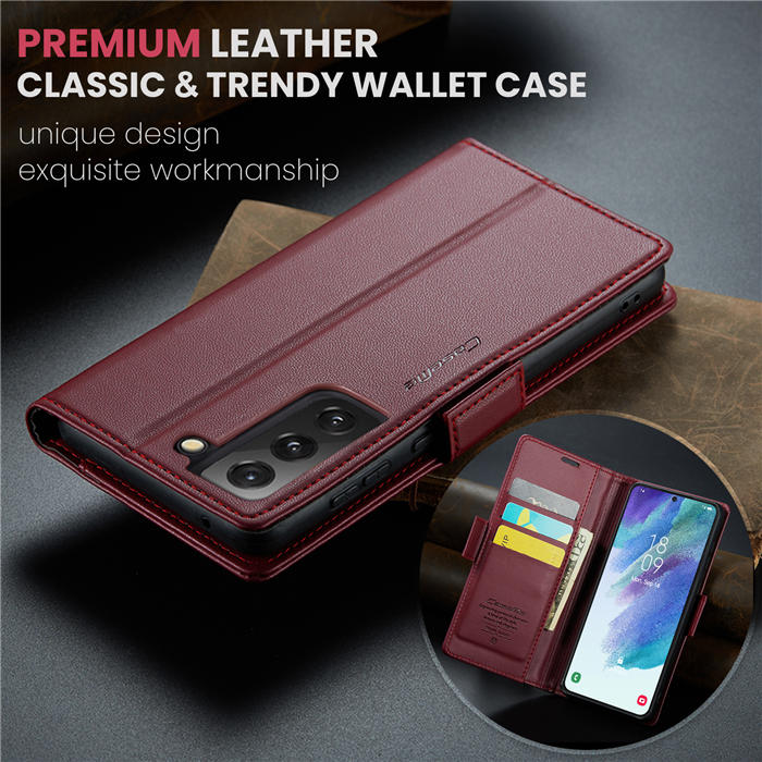 CaseMe Samsung Galaxy S21 FE Wallet RFID Blocking Magnetic Buckle Case