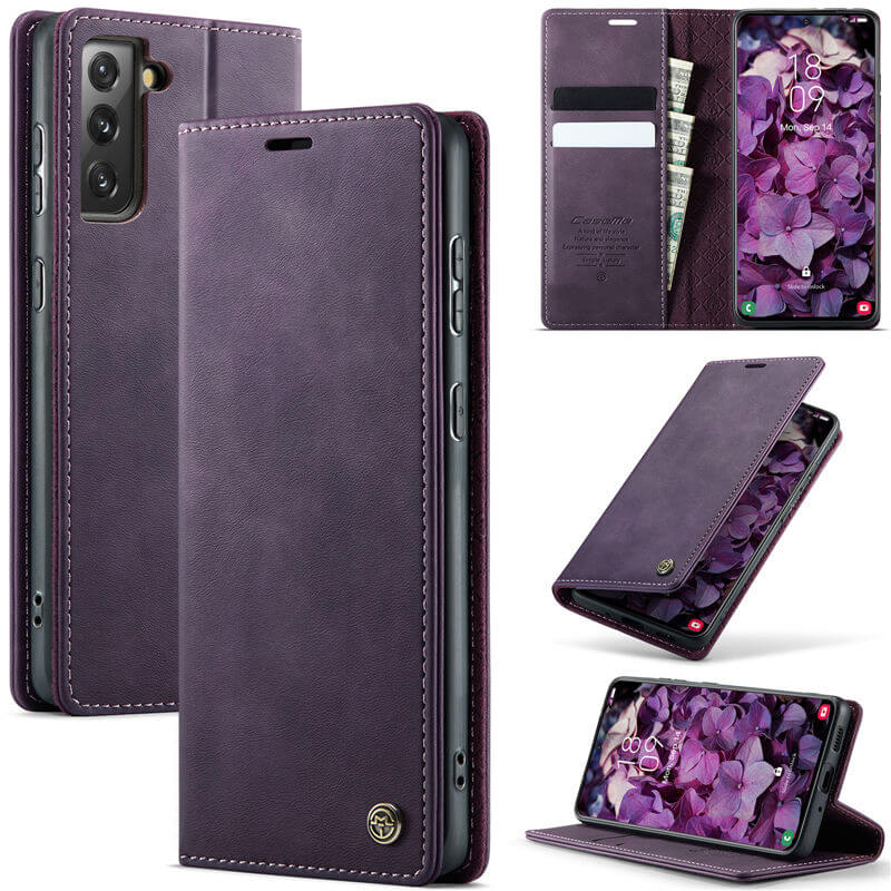 CaseMe Samsung Galaxy S21 FE Magnetic Wallet Case with RFID Blocking Purple
