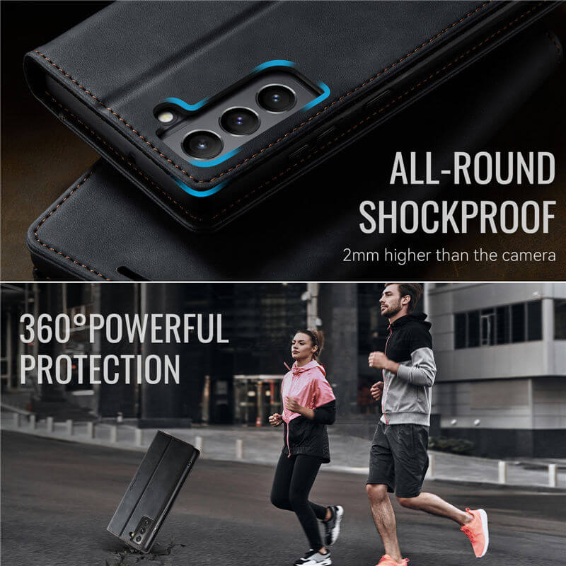 CaseMe Samsung Galaxy S21 FE Magnetic Wallet Case with RFID Blocking