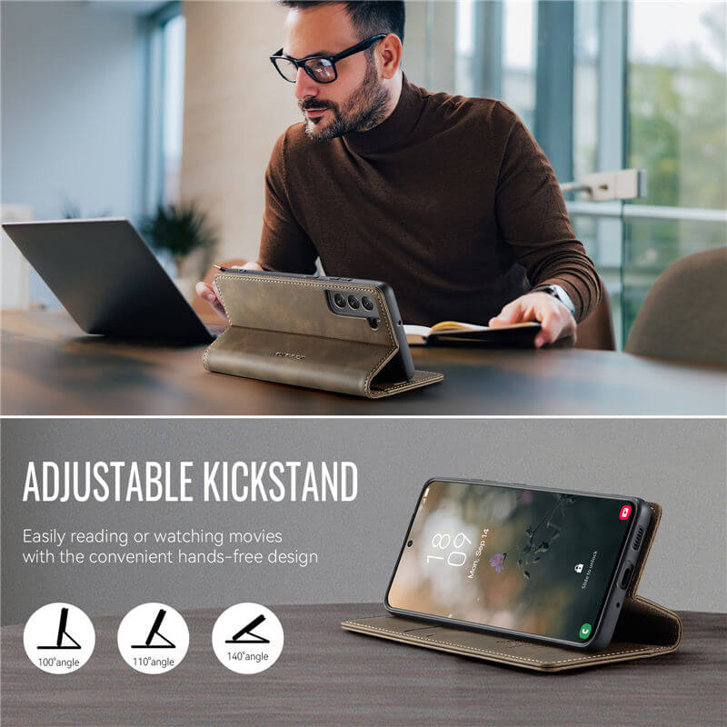 CaseMe Samsung Galaxy S21 FE Magnetic Wallet Case with RFID Blocking