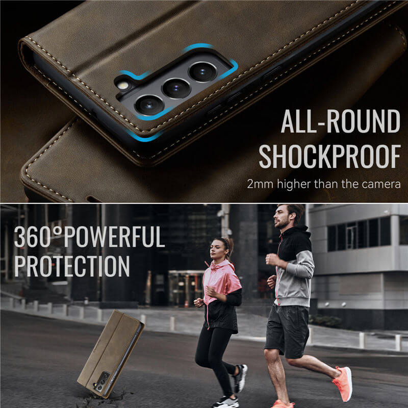 CaseMe Samsung Galaxy S21 FE Magnetic Wallet Case with RFID Blocking