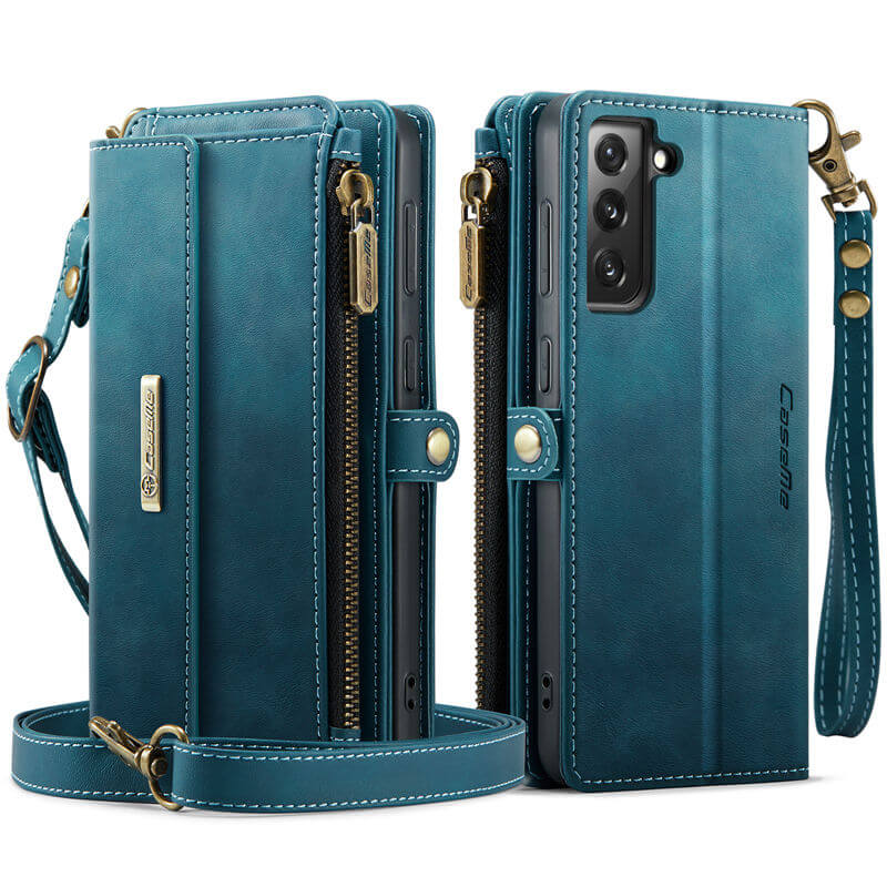 CaseMe Samsung Galaxy S21 FE Wallet Case – RFID Blocking, 9 Card Slots, Crossbody Strap & Wireless Charging