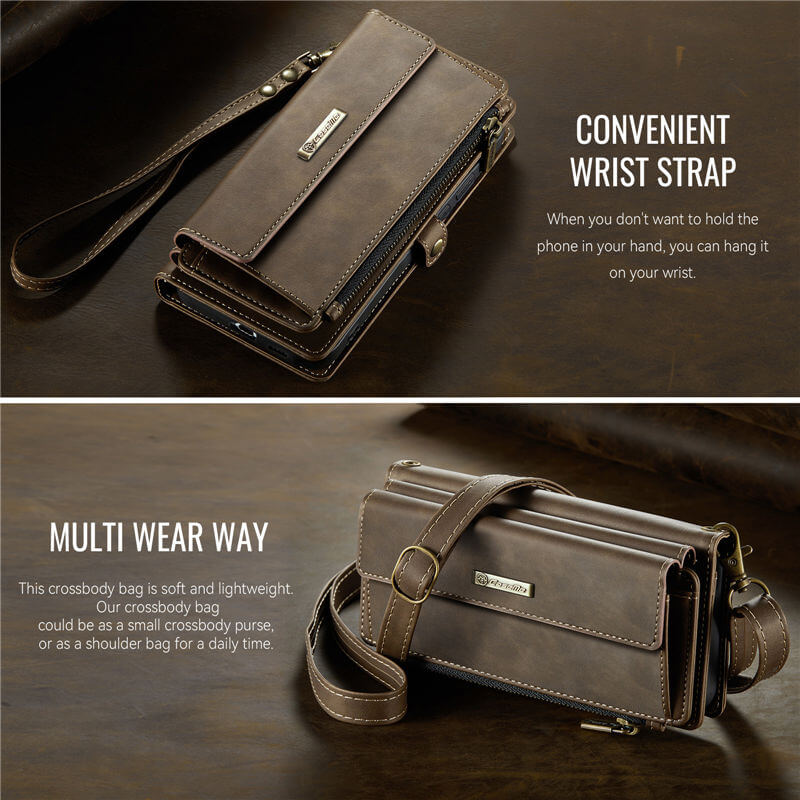 CaseMe Samsung Galaxy S21 FE Wallet Case – RFID Blocking, 9 Card Slots, Crossbody Strap & Wireless Charging