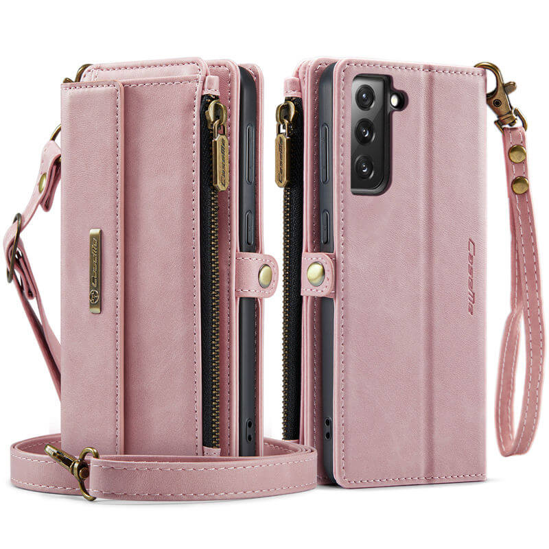 CaseMe Samsung Galaxy S21 FE Wallet Case – RFID Blocking, 9 Card Slots, Crossbody Strap & Wireless Charging