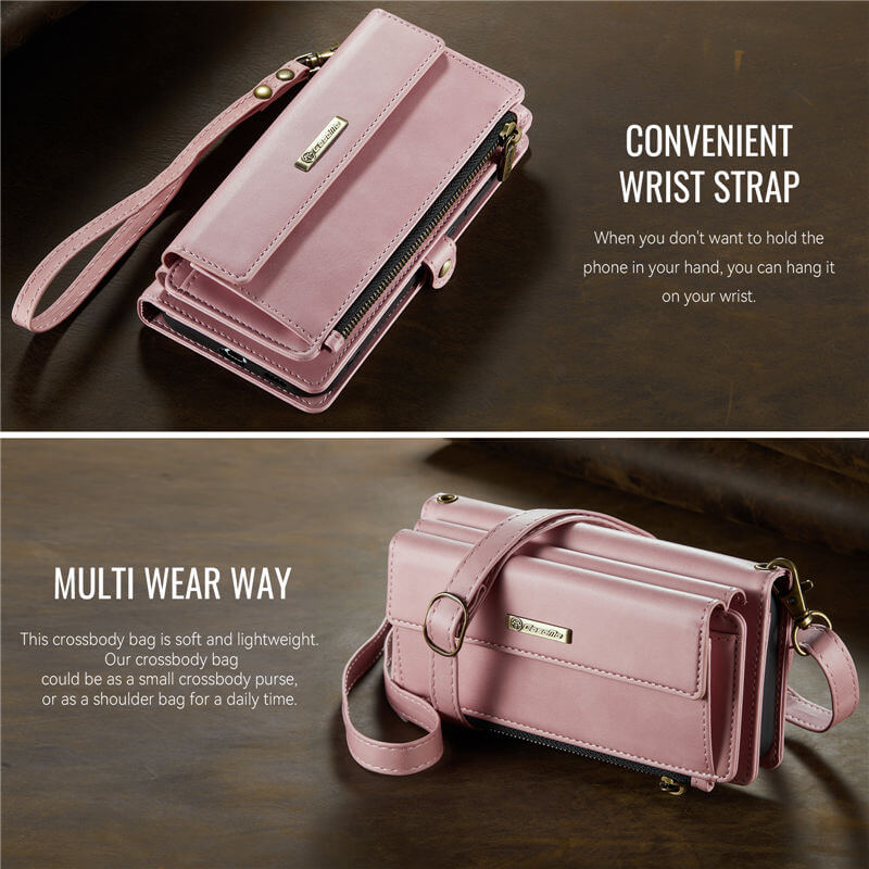 CaseMe Samsung Galaxy S21 FE Wallet Case – RFID Blocking, 9 Card Slots, Crossbody Strap & Wireless Charging