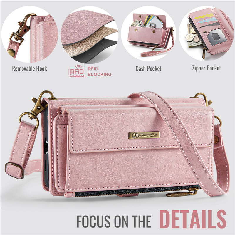 CaseMe Samsung Galaxy S21 FE Wallet Case – RFID Blocking, 9 Card Slots, Crossbody Strap & Wireless Charging