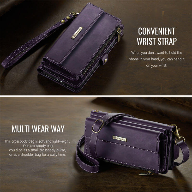 CaseMe Samsung Galaxy S21 FE Wallet Case – RFID Blocking, 9 Card Slots, Crossbody Strap & Wireless Charging