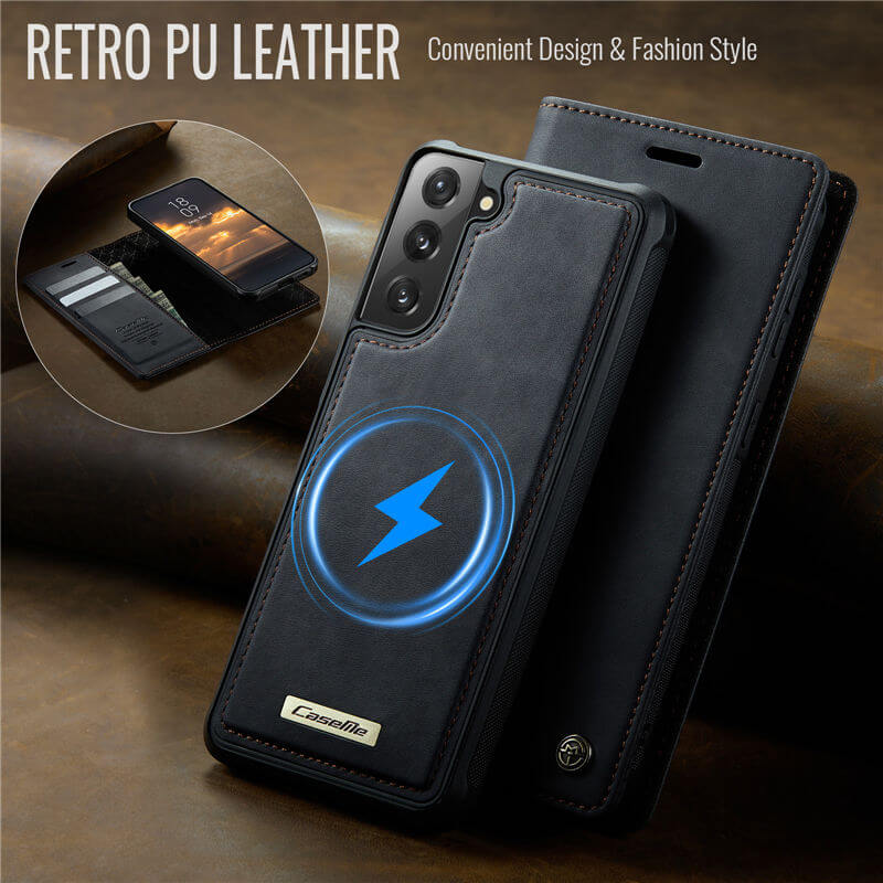 CaseMe Samsung Galaxy S21 FE 2-in-1 Magnetic Wallet Case with RFID Blocking