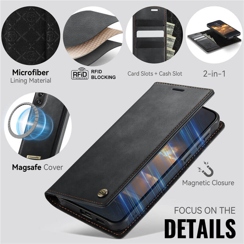 CaseMe Samsung Galaxy S21 FE 2-in-1 Magnetic Wallet Case with RFID Blocking