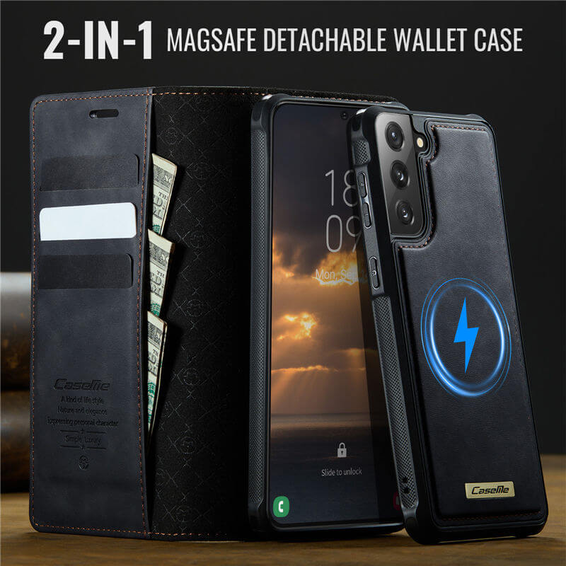 CaseMe Samsung Galaxy S21 FE 2-in-1 Magnetic Wallet Case with RFID Blocking