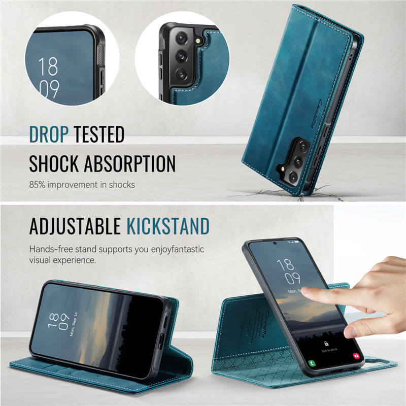 CaseMe Samsung Galaxy S21 FE 2-in-1 Magnetic Wallet Case with RFID Blocking